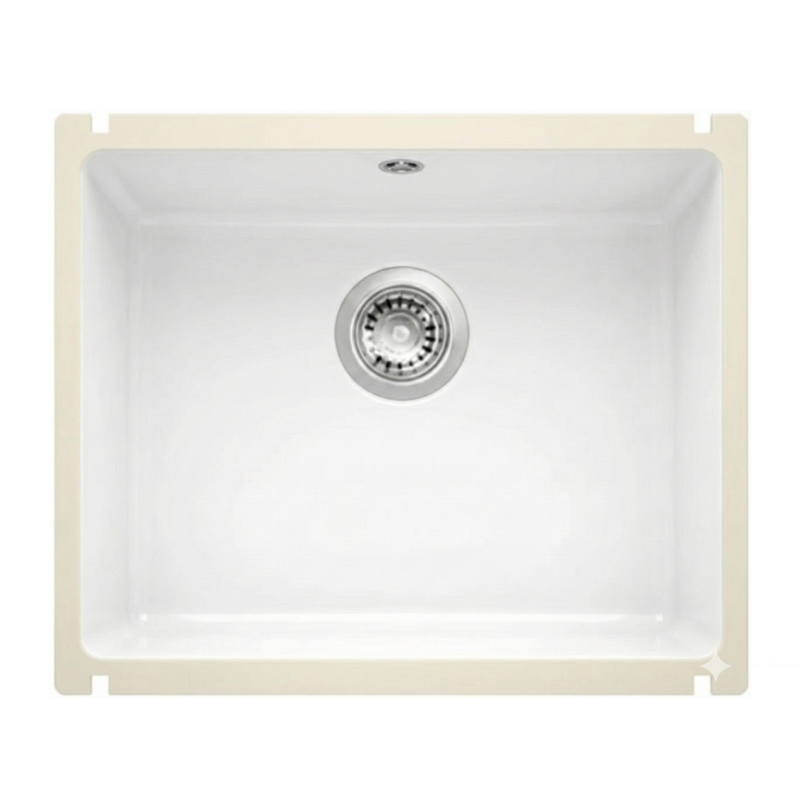 VİVİANO NUEVO 40X50 CM 1 GÖZ BEYAZ SERAMİK EVİYE
