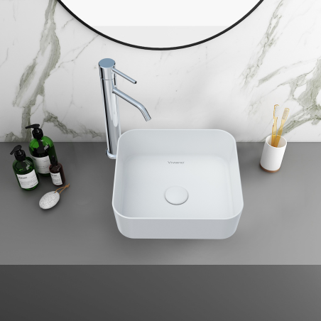 VİVİANO 40X40 CM PARLAK BEYAZ BANYO LAVABOSU