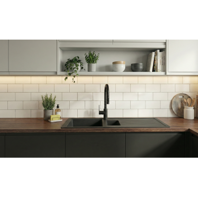 VİVİANO VEGA 50X100 CM 1,5 GÖZ ANTRASİT GRANİT EVYE