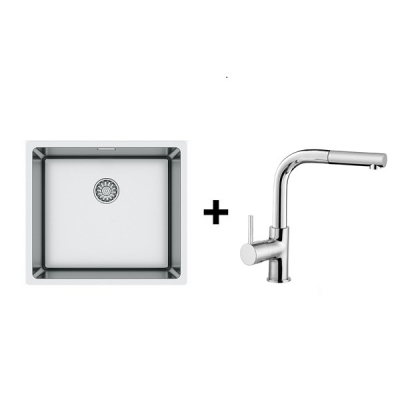 VİVİANO 40X50 CM PASLANMAZ ÇELİK EVYE & VİES PLUS SPRALLİ ARMATÜR