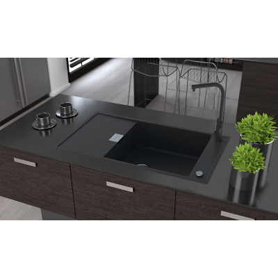 VİVİANO 50X86 CM 1 GÖZ SİYAH GRANİT EVYE