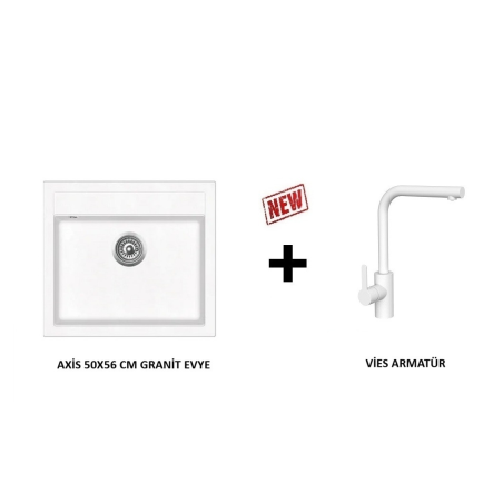 VİVİANO 50X56 BEYAZ 1 GÖZ GRANİT EVYE & VİES ARMATÜR