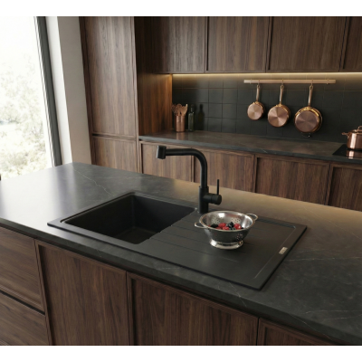 VİVİANO PETRA 50x85 cm 1 GÖZ SİYAH GRANİT EVİYE