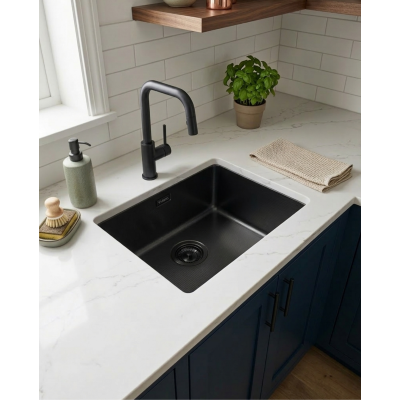 VİVİANO 40x50 CM 1 MM KETEN DOKU TİTANYUM PASLANMAZ ÇELİK EVİYE