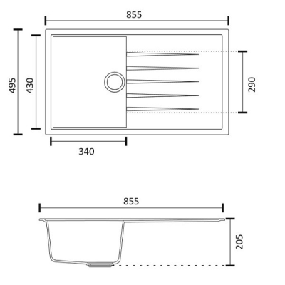VİVİANO PETRA 50x85 cm 1 GÖZ BEYAZ GRANİT EVİYE
