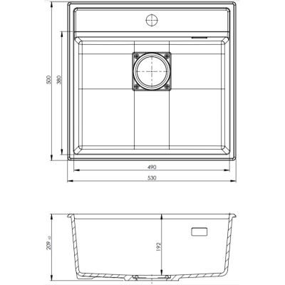 VİVİANO VERONA 50x53 CM 1 GÖZ SİYAH GRANİT EVİYE + Vies Plus Spralli batarya