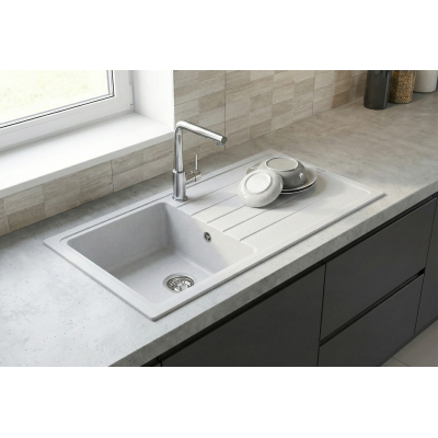 VİVİANO PETRA 50x85 cm 1 GÖZ BEYAZ GRANİT EVİYE