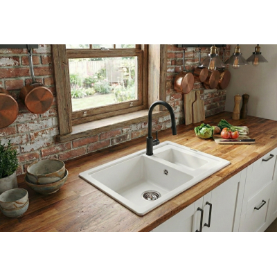 VİVİANO PRİME 50X60 CM 1,5 GÖZ BEYAZ GRANİT EVİYE