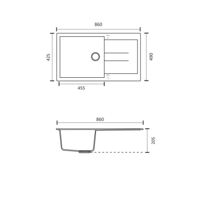 VİVİANO NERO 50x86 CM 1 GÖZ BEYAZ GRANİT EVİYE