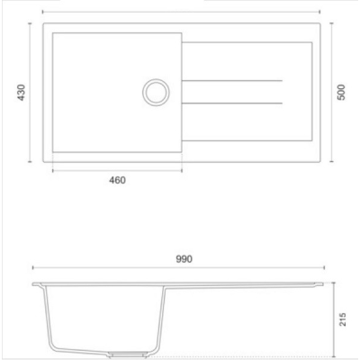 VİVİANO MAGMA 50x99 CM 1 GÖZ ANTRASİT GRANİT EVİYE